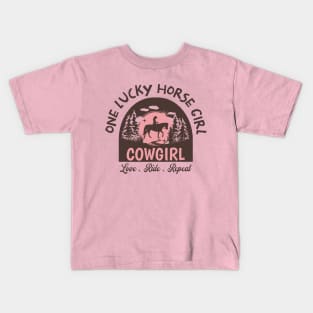 Lucky Horse Girl Cowgirl Kids T-Shirt